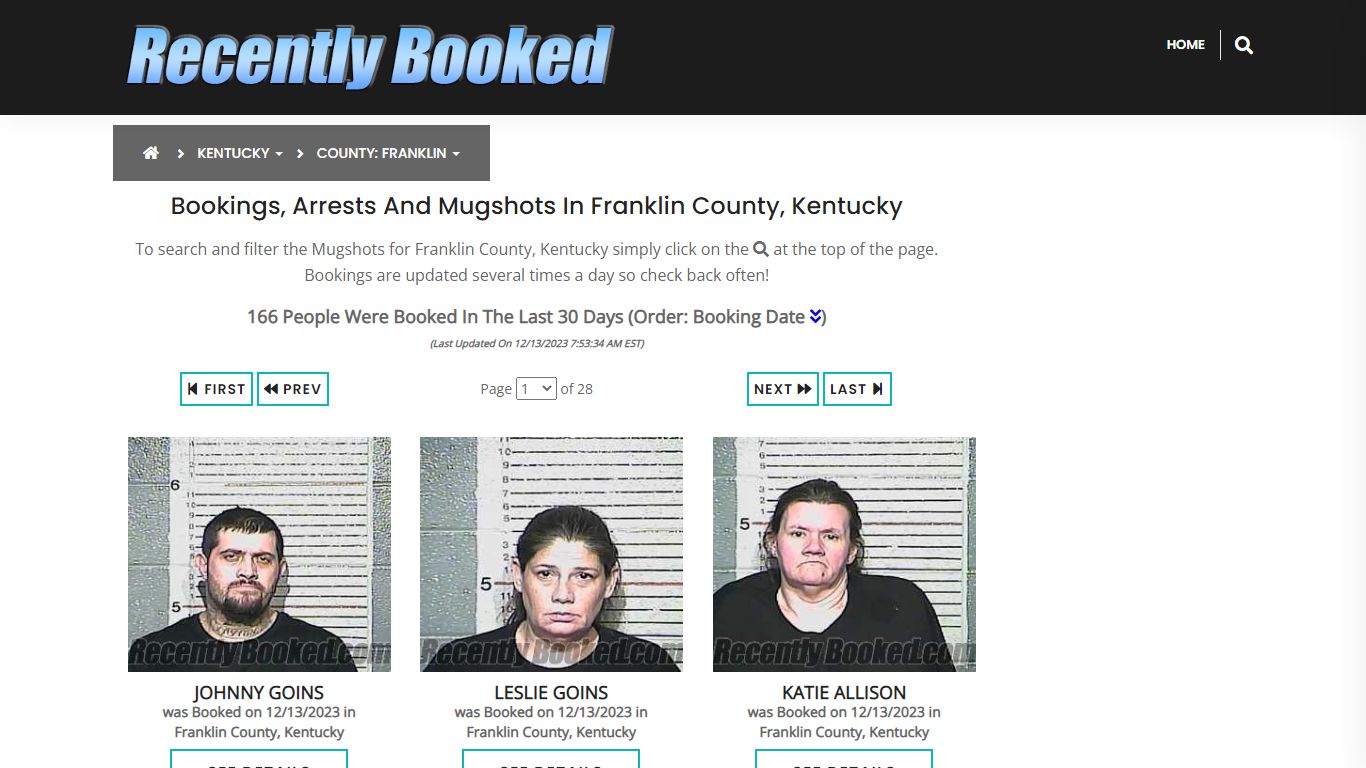Bookings, Arrests and Mugshots in Franklin County, Kentucky